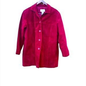Oversized Vintage Red Suede Jacket Leather Jacket Red 90’s XL